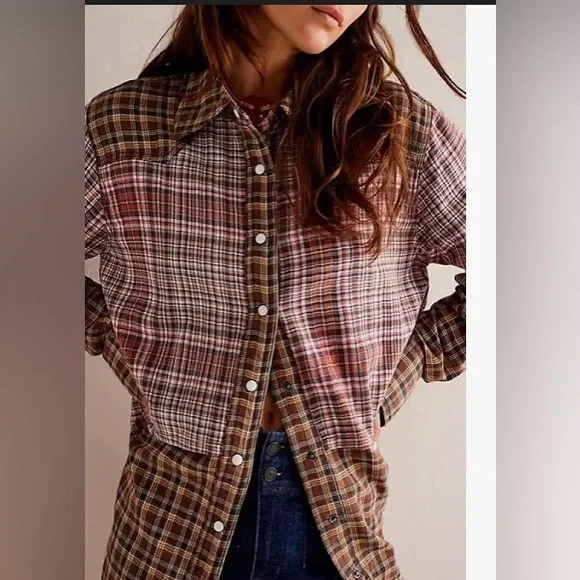We the Free Plaid Two Tone Layered Flannel size Medium - Picture 3 of 14